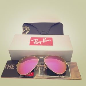 RB3025 Pink Large Metal Aviator Sunglasses 58mm